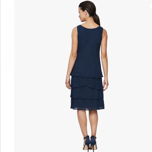 SLNY Mother of The Bride Jacket Dress with Sequined Cut Out Shoulder NWT - Picture 2 of 15